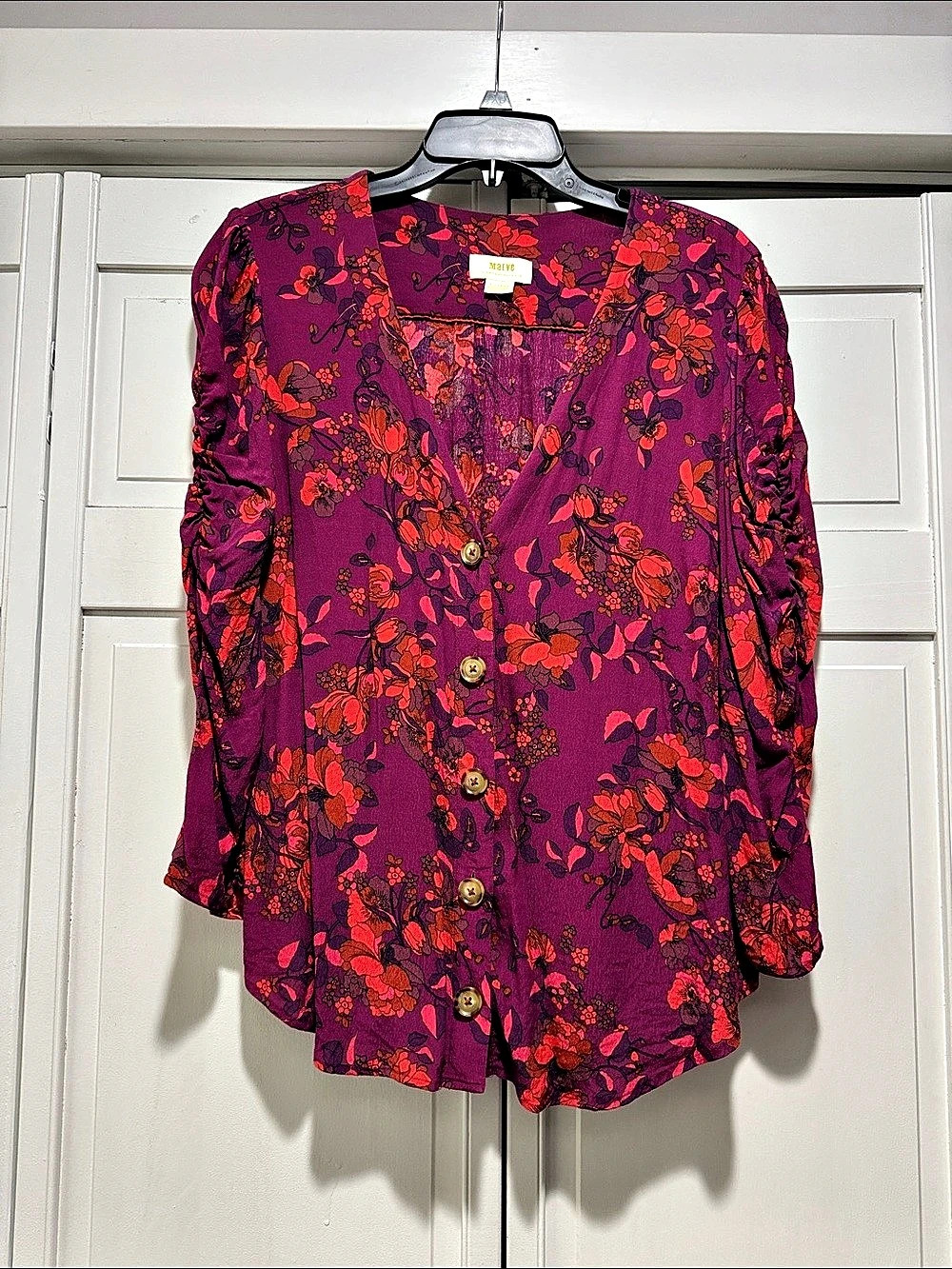 Maeve Floral Blouse in Purple & Red